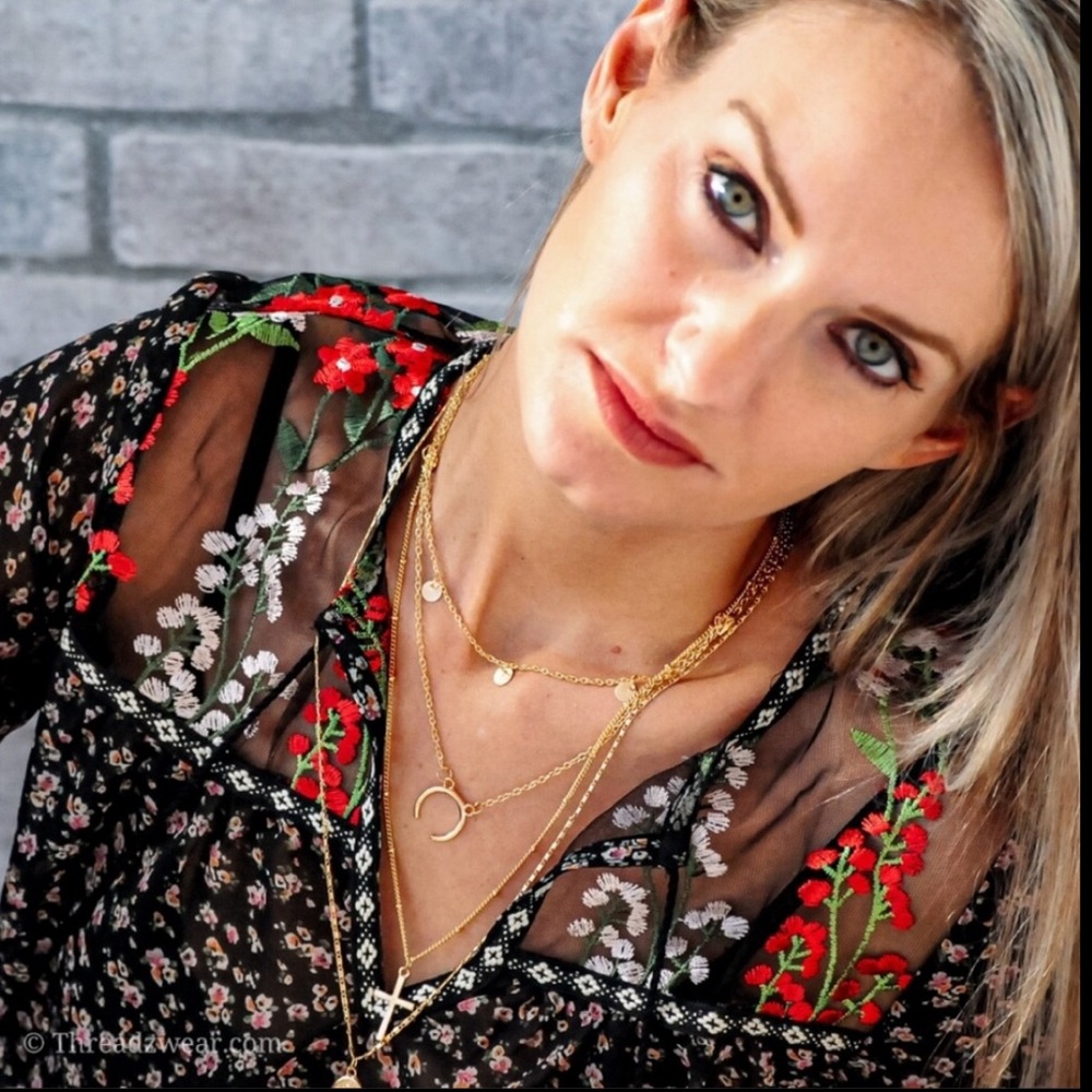 💃🏻BOHO GYPSY Embroidered Floral Top blouse - Picture 9 of 9